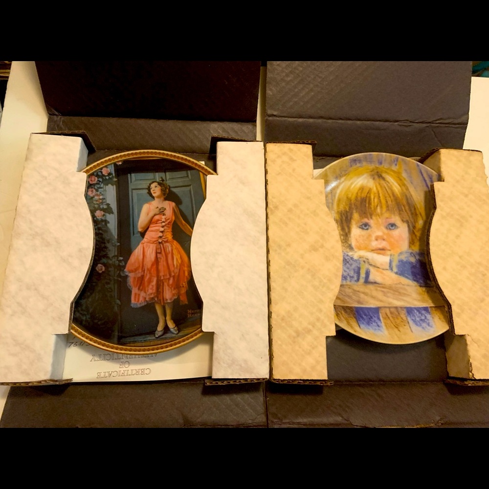 Lot of 2 Knowles Fine China collectors plates. Norman Rockwell & Frances Hook